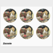 Paarden met geblankets in de winter ronde sticker (Vel)