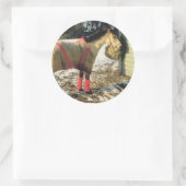 Paarden met geblankets in de winter ronde sticker (Tas)