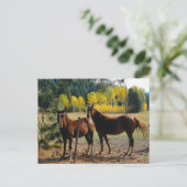 Paarden met gele bomen briefkaart (Staand voorkant)