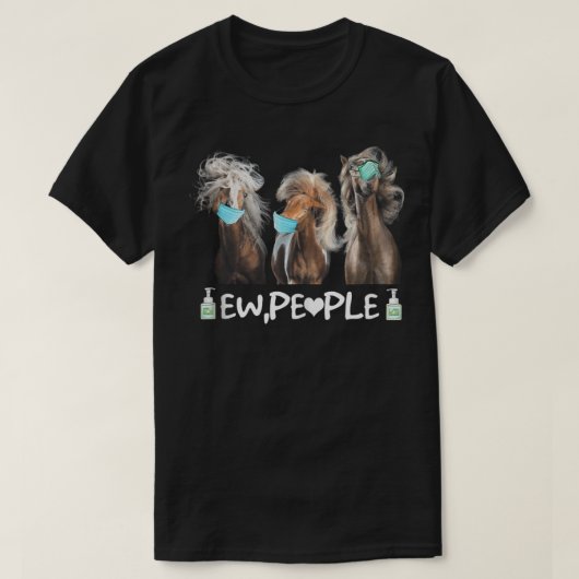 Paarden met gezichtsmasker Ew-People Dierenvriende T-shirt (Design voorkant)