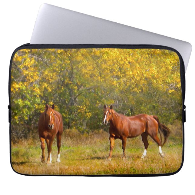 Paarden met goudHerfst Laptop Sleeve (Voorkant)