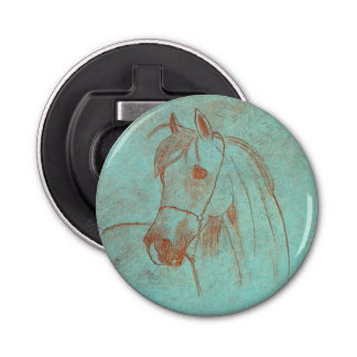 Paarden met grijs koper button flesopener