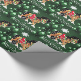 Paarden met groene versieringen Groene Kerst Cadeaupapier