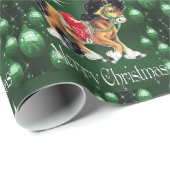 Paarden met groene versieringen Groene Kerst Cadeaupapier (Rol Hoek)