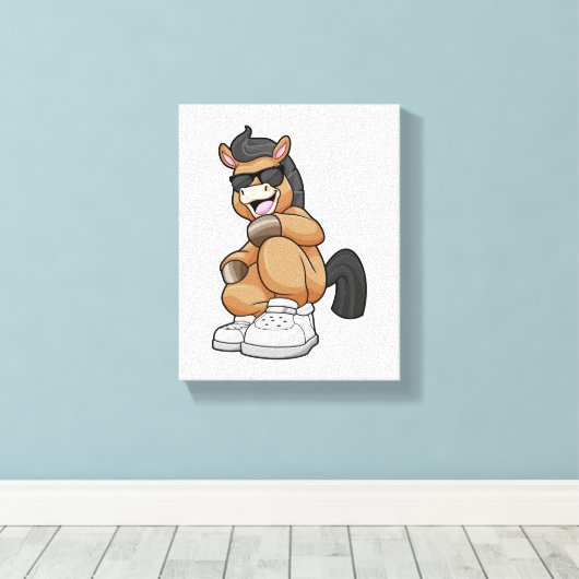 Paarden met grote schoenen canvas afdruk (Insitu (Houten vloer))