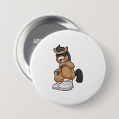 Paarden met grote schoenen ronde button 7,6 cm (Voorkant /achterkant)