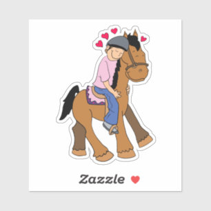 Paarden met hartenroze ringster sticker