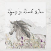 Paarden met het label Flowers Wine Wijn Etiket (Enkel label)