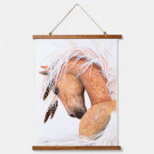 Paarden met houten handbedekking hangend wandkleed (Voorkant 2)