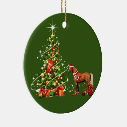 Paarden met kerstmis met Pet Keramisch Ornament (Rechts)