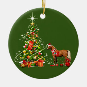 Paarden met kerstmis met Pet Keramisch Ornament