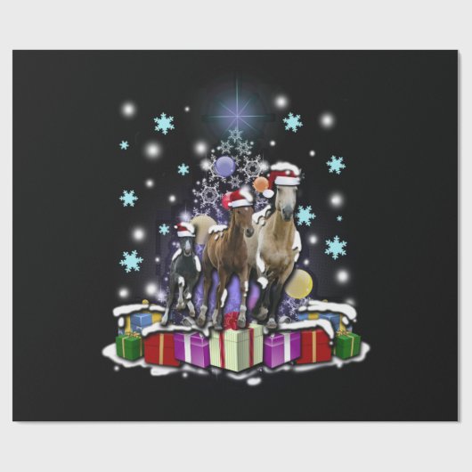 Paarden met kerststijlen cadeaupapier (Vlak)
