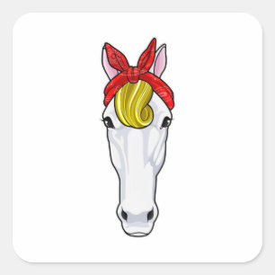 Paarden met lint vierkante sticker