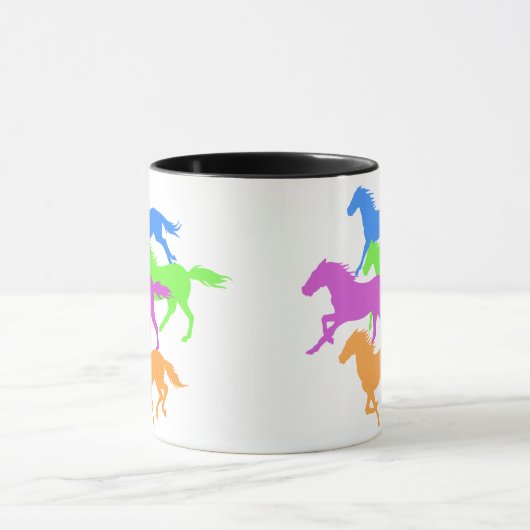 Paarden met loopkleur - achtergrondkleur kiezen mok (Midden)