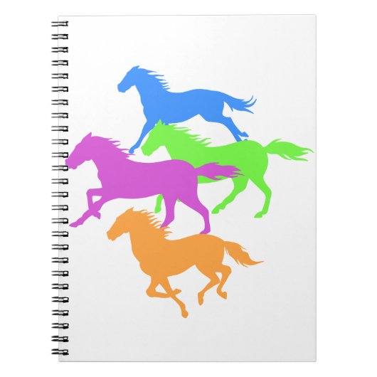 Paarden met loopkleur - achtergrondkleur kiezen notitieboek (Voorkant)