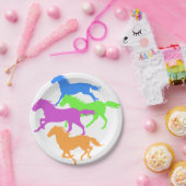 Paarden met loopkleur - achtergrondkleur kiezen papieren bordje (Feest)