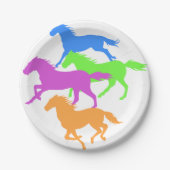 Paarden met loopkleur - achtergrondkleur kiezen papieren bordje (Voorkant)