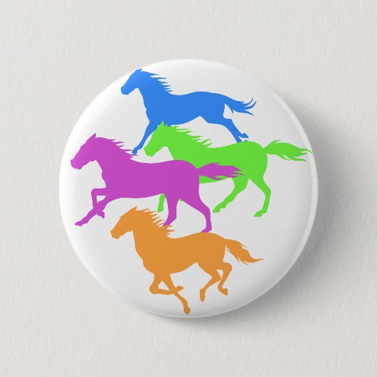 Paarden met loopkleur - achtergrondkleur kiezen ronde button 5,7 cm (Voorkant)