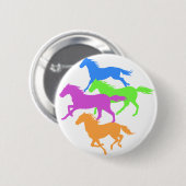 Paarden met loopkleur - achtergrondkleur kiezen ronde button 5,7 cm (Voorkant /achterkant)