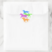 Paarden met loopkleur - achtergrondkleur kiezen ronde sticker (Tas)