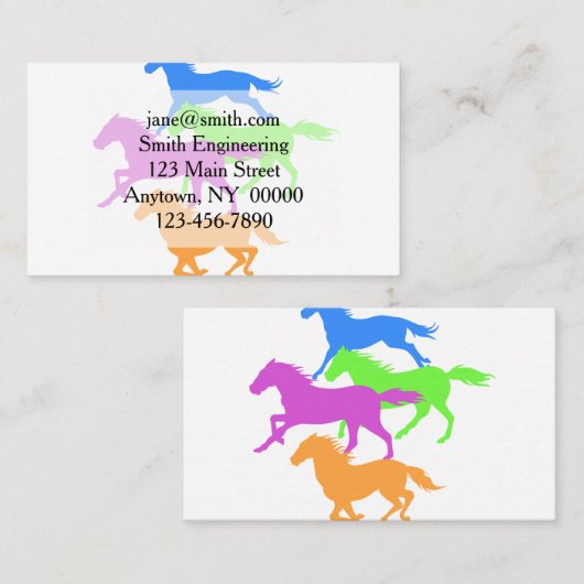 Paarden met loopkleur - achtergrondkleur kiezen visitekaartje (Voorkant / Achterkant)