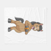 Paarden met Mok van Oranje sap Fleece Deken (Voorkant (Horizontaal))