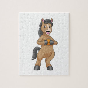 Paarden met Mok van Oranje sap Legpuzzel