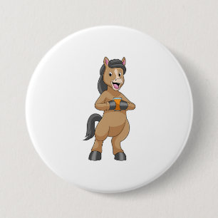 Paarden met Mok van Oranje sap Ronde Button 7,6 Cm
