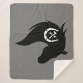 Paarden met paardenpest Silhouette Graphic Sherpa Deken (Voorkant)