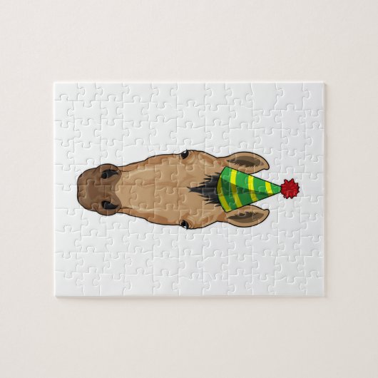 Paarden met pet van een partij legpuzzel (Horizontaal)