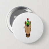 Paarden met pet van een partij ronde button 7,6 cm (Voorkant /achterkant)