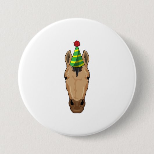 Paarden met pet van een partij ronde button 7,6 cm (Voorkant)