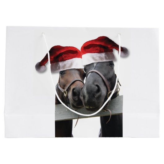 Paarden met Petten van de kerstman Large Cadeautasje (Achterkant)