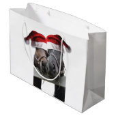 Paarden met Petten van de kerstman Large Cadeautasje (Achterkant Gekanteld)