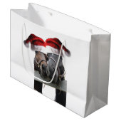 Paarden met Petten van de kerstman Large Cadeautasje (Voorkant Gekanteld)