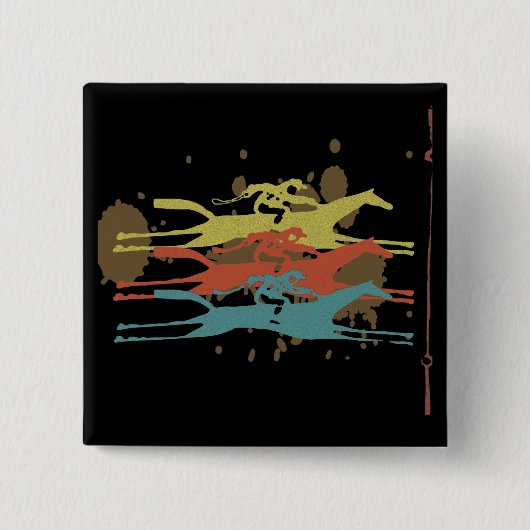 Paarden met racepartijvoordelen vierkante button 5,1 cm (Voorkant)