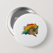 Paarden met regenboogstoelen ronde button 7,6 cm (Voorkant /achterkant)