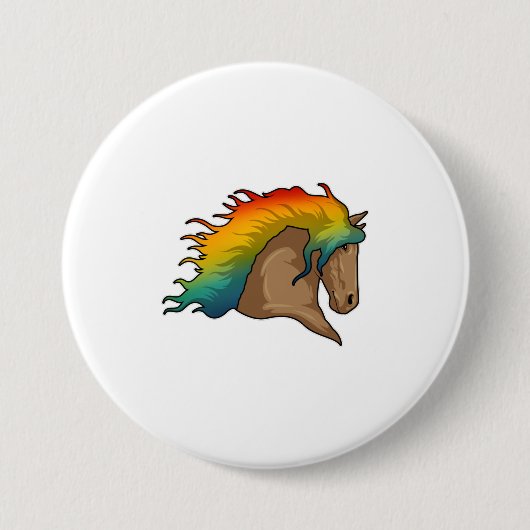 Paarden met regenboogstoelen ronde button 7,6 cm (Voorkant)