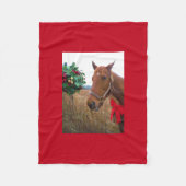 Paarden met rode boe Mistletoe Fleece Deken (Voorkant)