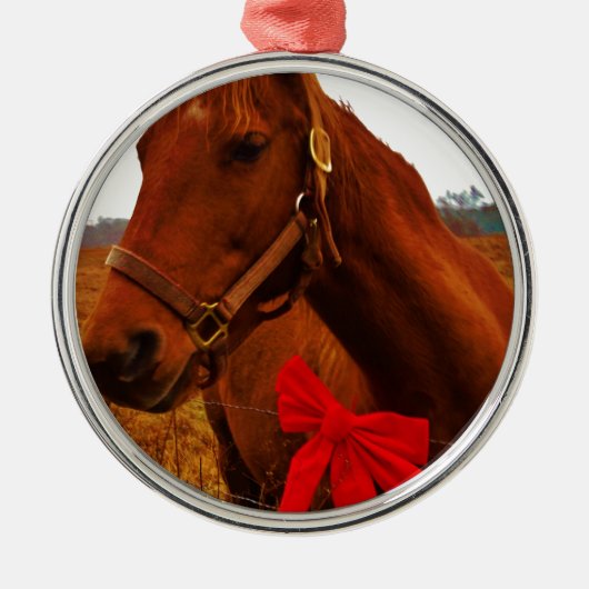 Paarden met rode poot metalen ornament (Voorkant)