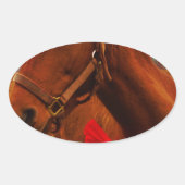 Paarden met rode poot ovale sticker (Voorkant)
