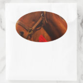 Paarden met rode poot ovale sticker (Tas)