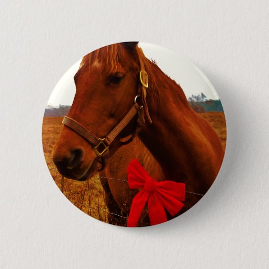 Paarden met rode poot ronde button 5,7 cm (Voorkant)