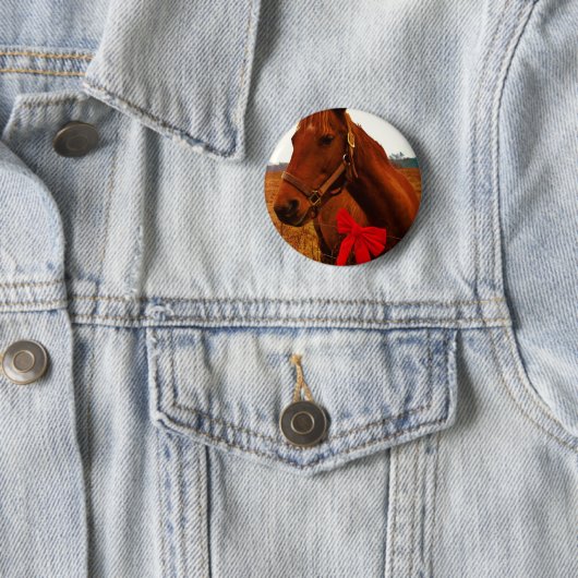 Paarden met rode poot ronde button 5,7 cm (In situ)