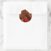Paarden met rode poot ronde sticker (Tas)