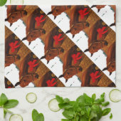 Paarden met rode poot theedoek (Gevouwen)