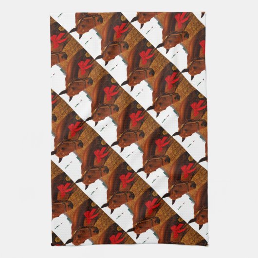 Paarden met rode poot theedoek (Verticaal)