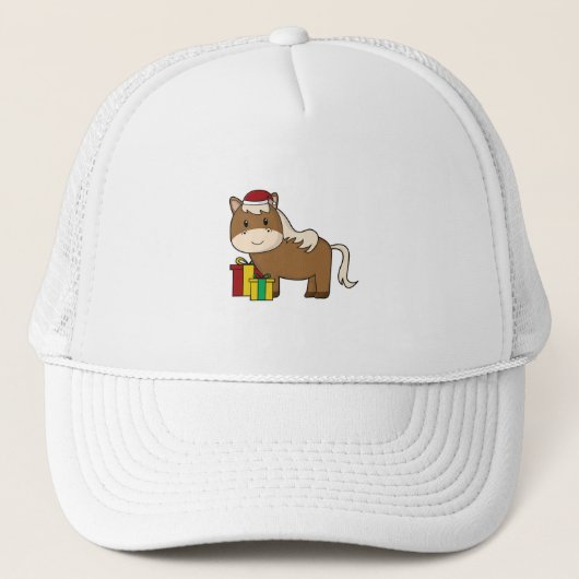 Paarden met Santa hat & Gifts Trucker Pet (Voorkant)