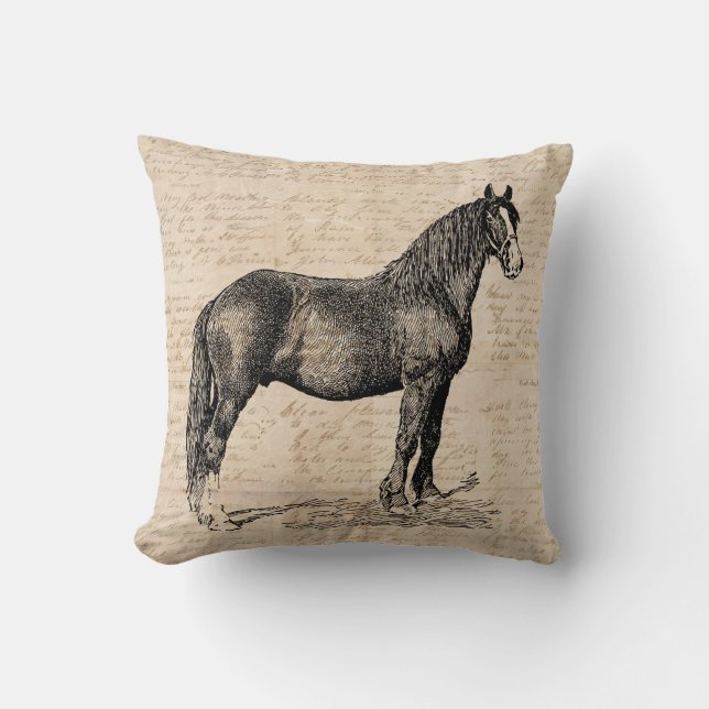 Paarden met Script Paper Kussen (Voorkant)