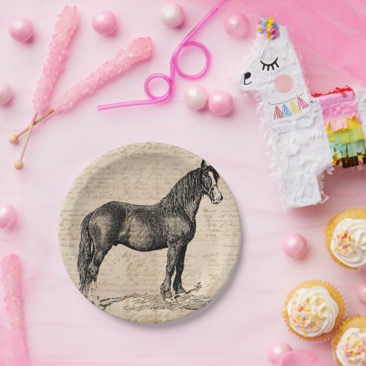 Paarden met Script Paper Papieren Bordje (Feest)